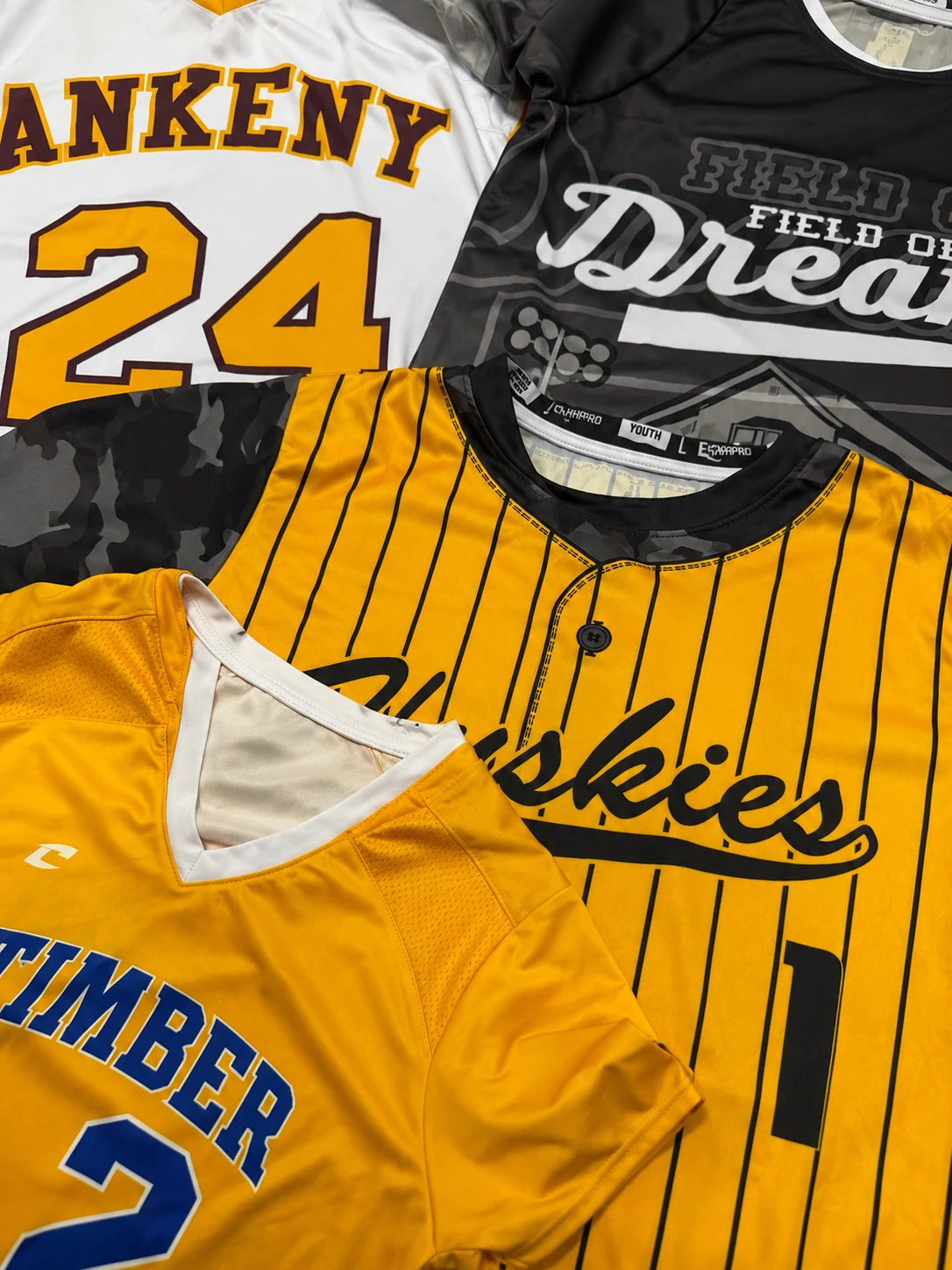 Sublimated jerseys arranged by player