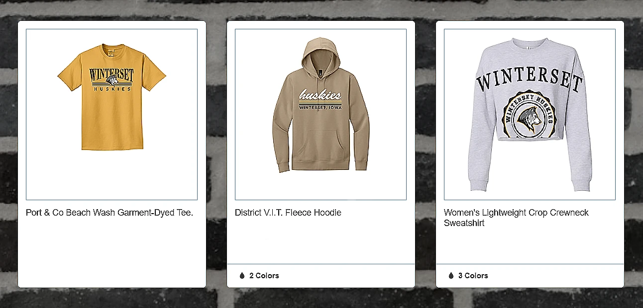 Custom online company apparel store on a laptop